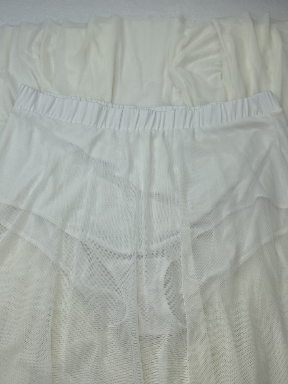 FTF 1 White Mesh Elastic Waist Sheer Skirt W/Panty CX-3898 - Picture 7 of 9